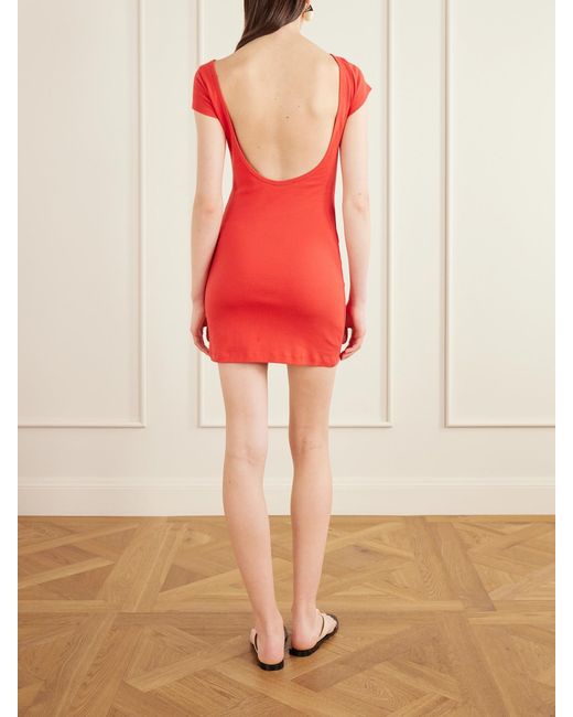 Matteau Red Open-Back Cotton-Jersey Mini Dress