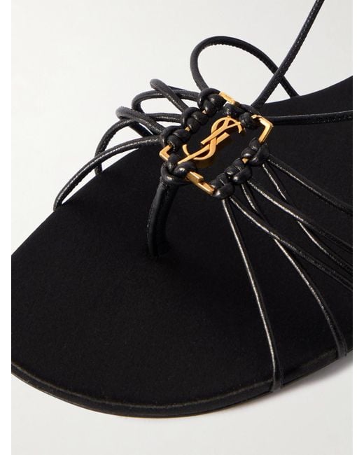 Saint Laurent Black Babylone Logo-Embellished Leather Sandals