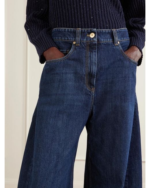 Brunello Cucinelli Blue Mid-Rise Wide-Leg Jeans