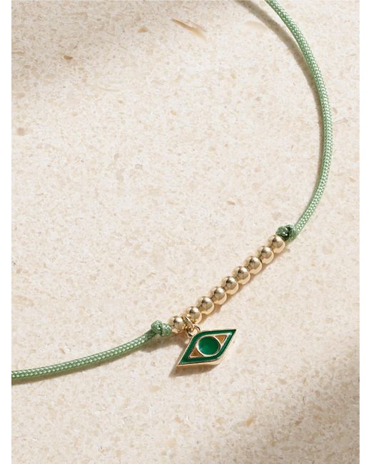Sydney Evan Natural Evil Eye 14-Karat, Cord And Enamel Bracelet