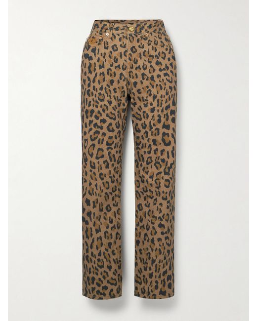 Blazé Milano Natural Simba Paso Leopard-Print Mid-Rise Slim-Fit Jeans