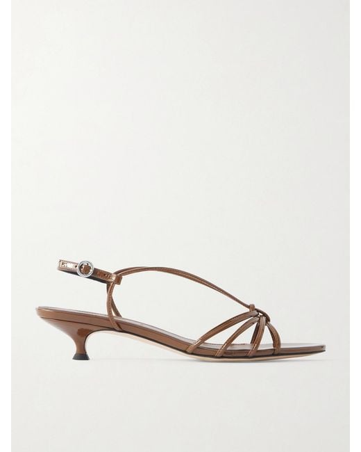 Aeyde Natural Amara Patent-Leather Sandals