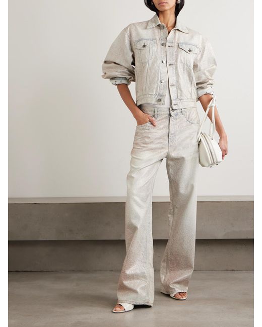Haikure Gray Bonnie Glam Glittered Mid-Rise Straight-Leg Jeans