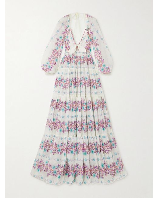 Etro White Floral-Print Cotton-Gauze Maxi Dress