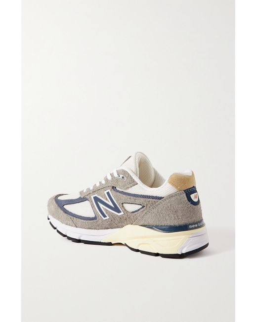 Plano Trascendencia periscopio New Balance Made In Usa 990v4 Mesh And Leather-trimmed Suede Sneakers in  Gray | Lyst
