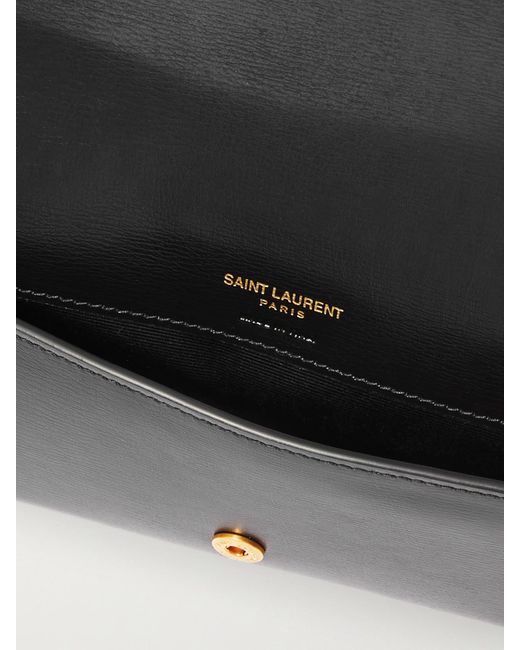 Saint Laurent Black Cassandre Strap Leather Phone Case