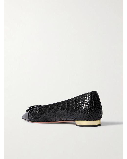 Ballerines En Cuir Glacé Texturé Gioia Aquazzura en coloris Black