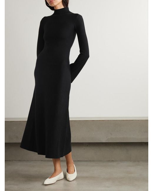 Gabriela Hearst Black Erebus Wool, Cashmere And Silk-Blend Turtleneck Midi Dress