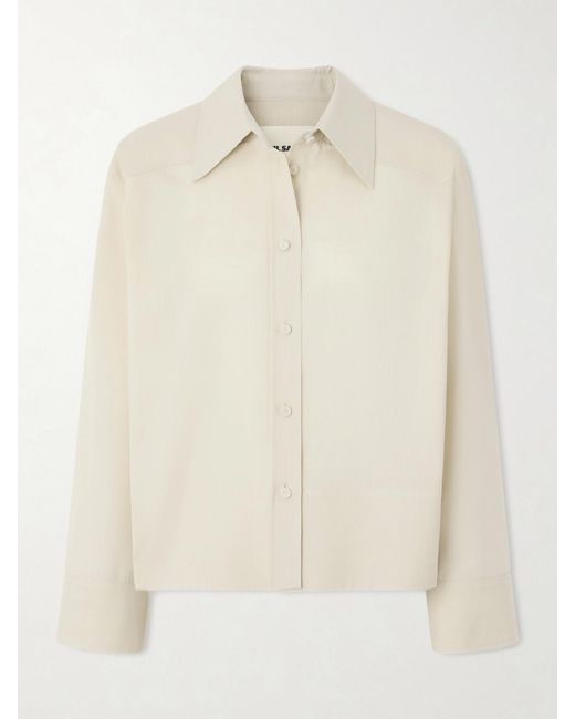 Jil Sander Natural Cropped Wool-Ripstop Shirt
