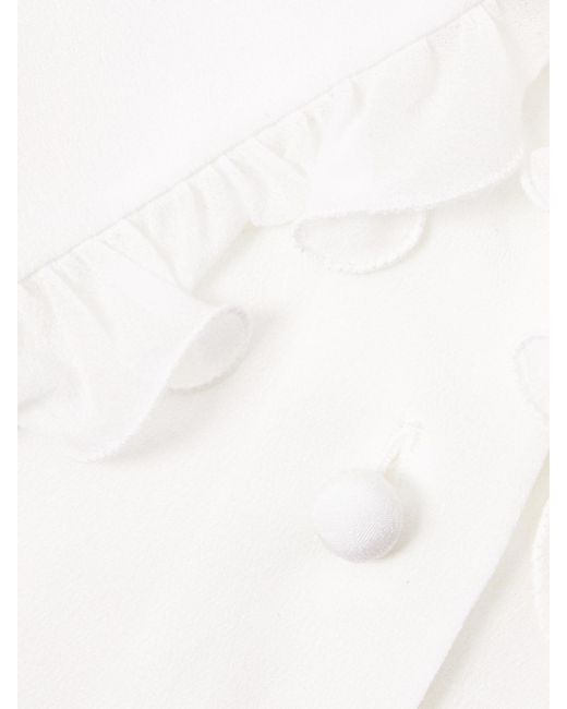 Valentino Garavani White Ruffled Silk-Crepe Shirt