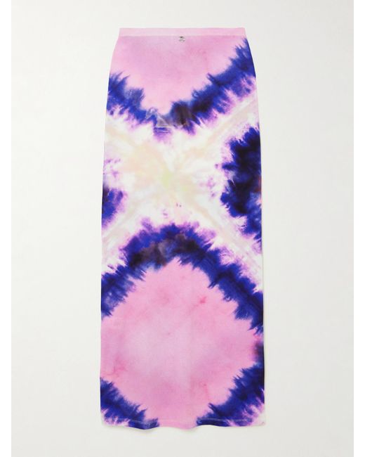 Rabanne Purple Maxirock Aus Stretch-Crêpe Mit Batikmuster