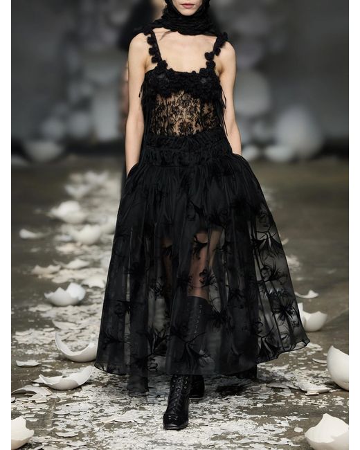 PAULINE DUJANCOURT Black Liqaa Velvet-Lace Bodysuit