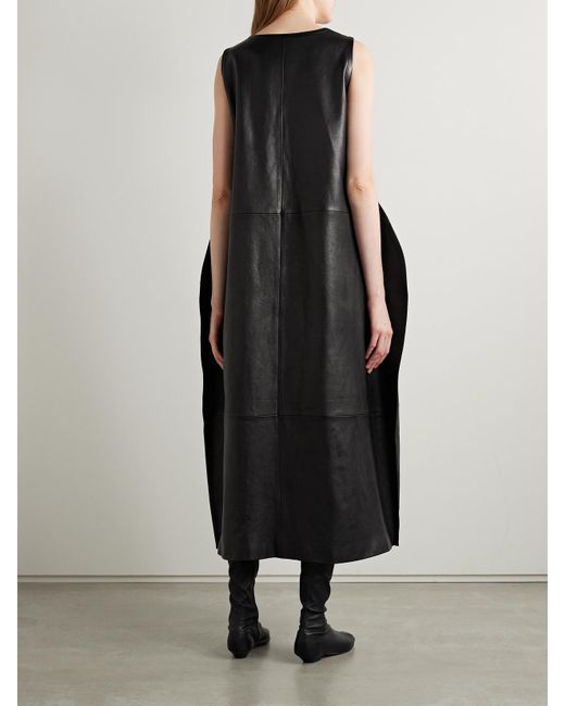 Khaite Black Coli Leather Midi Dress