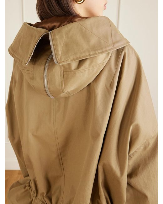 Dries Van Noten Natural Gathered Cotton-Twill Hooded Jacket