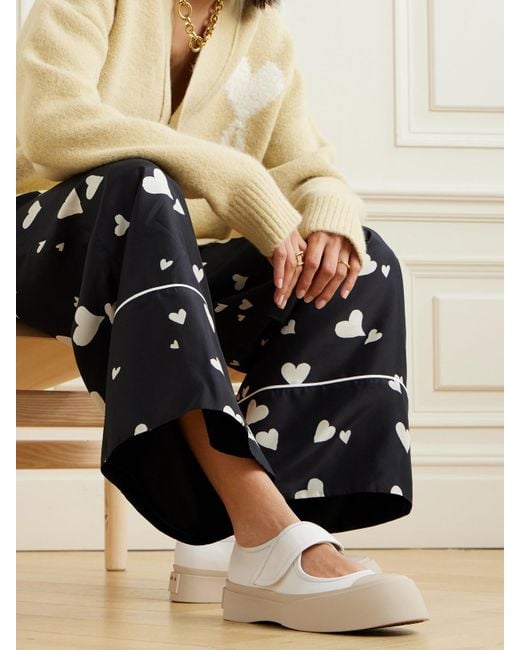 Baskets Plates-Formes Façon Babies En Cuir Pablo Marni en coloris White