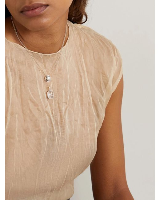 Mateo Natural Initial 14-Karat, Quartz And Diamond Necklace