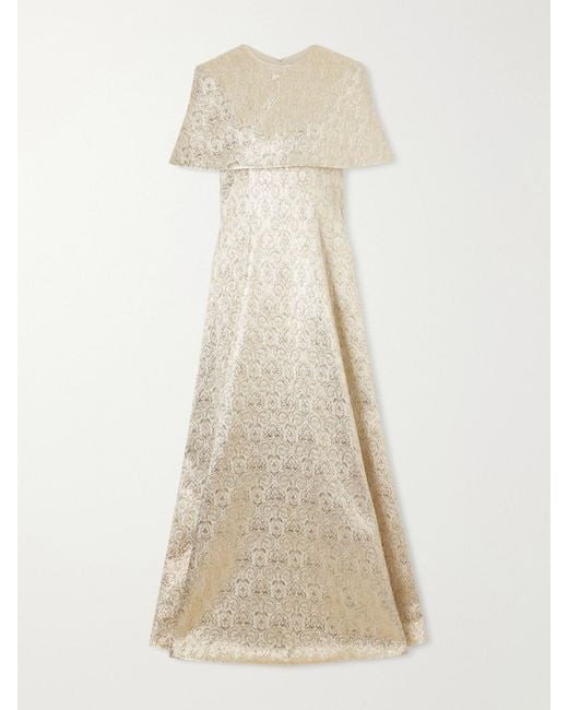 Emilia Wickstead Natural Lucretia Metallic Jacquard Gown