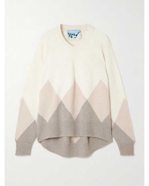 arch4 Natural New Sloane Pullover Aus Biokaschmir Mit Argyle-Muster