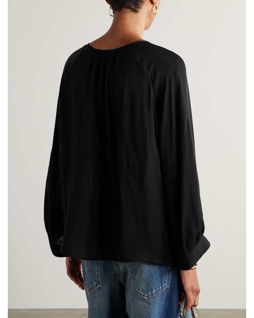Nili Lotan Black Acadia Bluse Aus Seidenchiffon