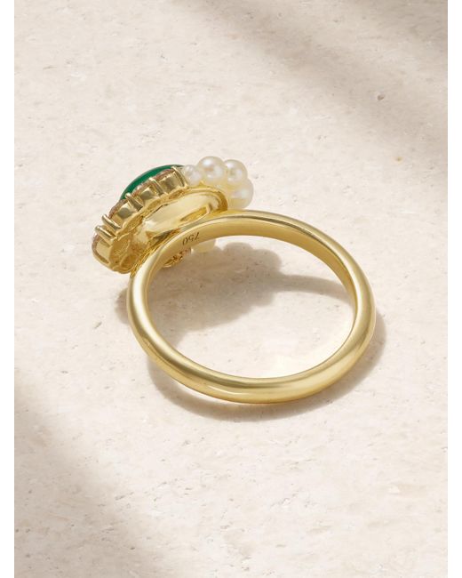 AMRAPALI LONDON Green Navratna Ring Aus 18 Karat Mit Mehreren Steinen
