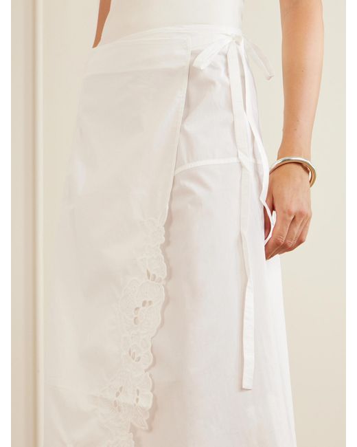 Sir White Klara Broderie Anglaise Cotton Midi Skirt