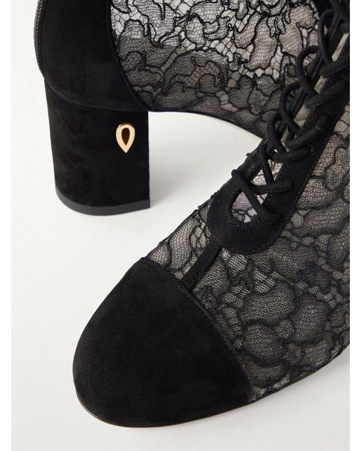 JENNIFER CHAMANDI Black Dan 65 Lace-Trimmed Suede Ankle Boots