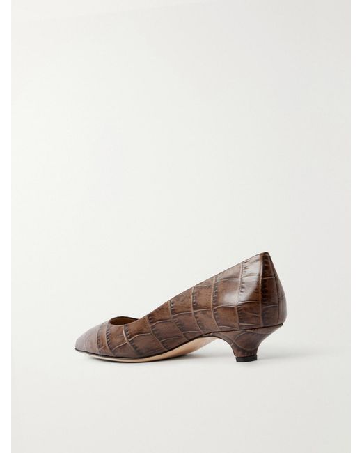 Jamie Haller Brown The Kitty Croc-Effect Leather Pumps
