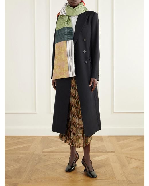 Dries Van Noten Gray Patchwork Quilted Scarf