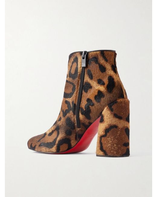 Christian Louboutin Brown Jane 85 Ankle Boots Aus Kalbshaar Mit Leopardenprint