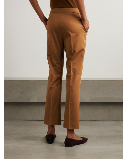 Max Mara Brown Okra Cotton-Blend Straight-Leg Pants
