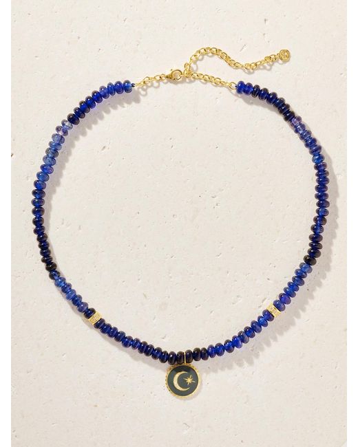 Sydney Evan Natural Celestial 14-Karat, Sapphire, Diamond And Enamel Necklace