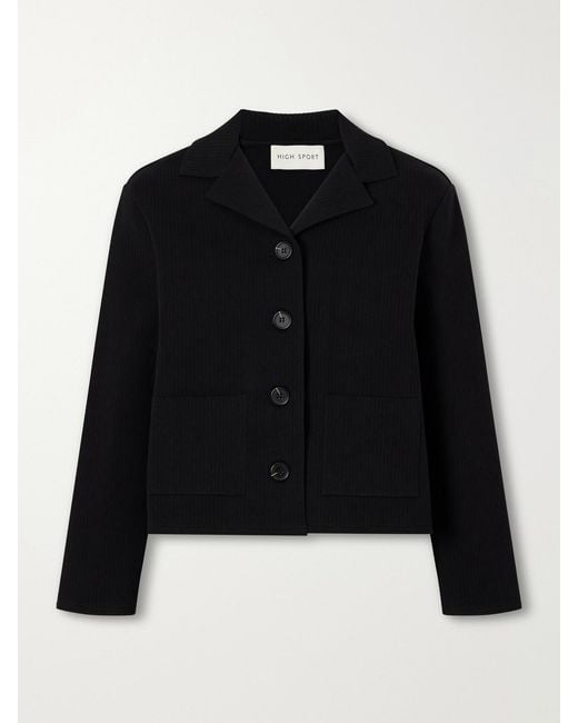 High Sport Black Maude Ribbed Cotton-Blend Jacket