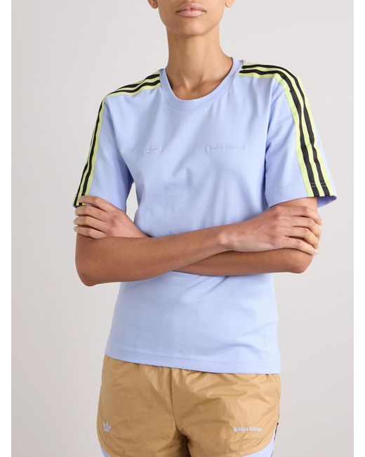 Adidas Originals Blue Wales Bonner Webbing-Trimmed Organic Cotton-Jersey T-Shirt