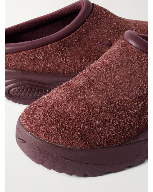 Nike Red Acg Rufus Leather-Trimmed Suede Slip-On Sneakers