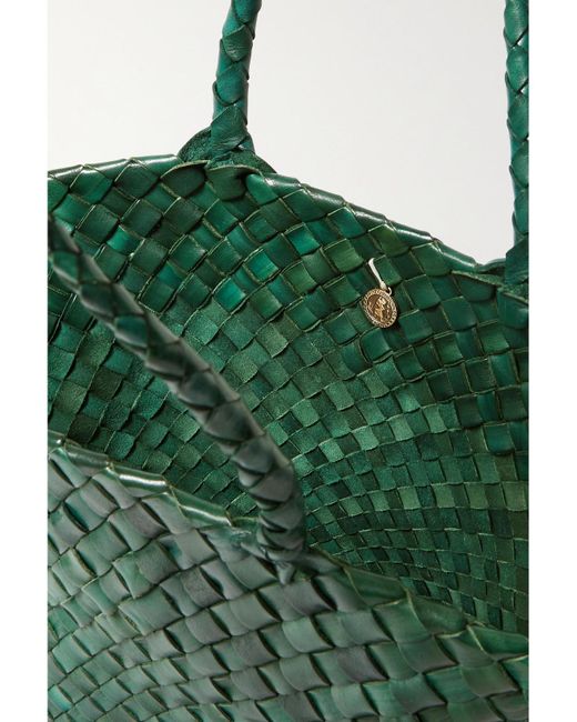 Dragon Diffusion Green Egola Woven Leather Tote