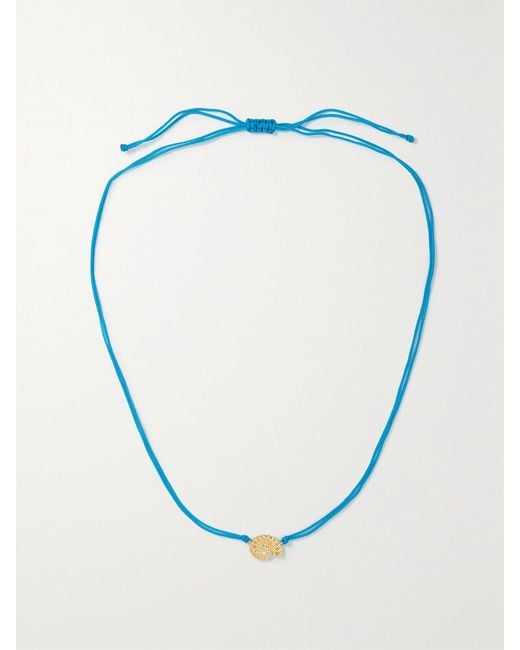 Yvonne Léon Blue 9-Karat, Cotton And Diamond Necklace