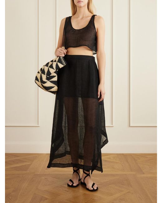 LeKasha Black Nafun Linen Skirt