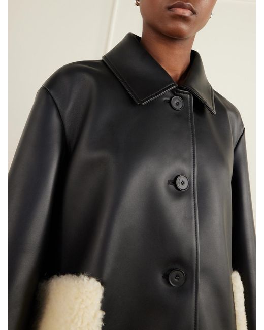 Loewe Black Shearling-Trimmed Leather Jacket