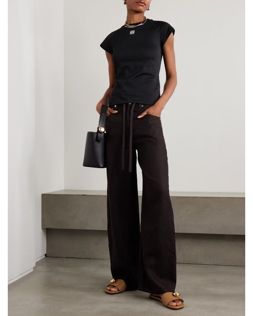 Loewe Black T-Shirt Aus Jersey Aus Einer Baumwollmischung Mit Stickerei