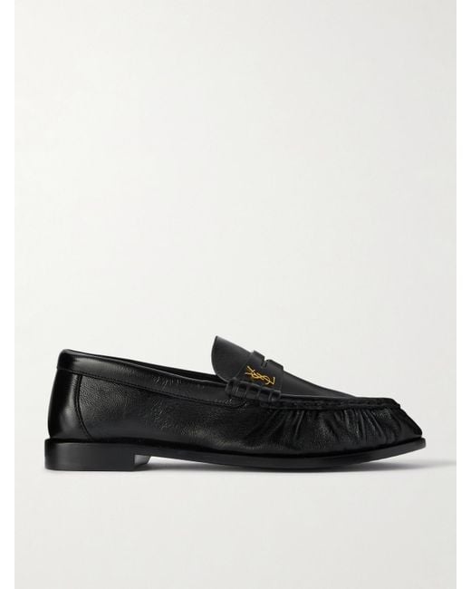 Saint Laurent Black Le Loafer Logo-Embellished Leather Loafers