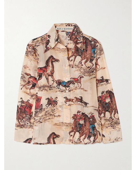 Alix Of Bohemia Natural Dana Printed Silk Shirt