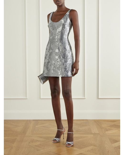 Emilia Wickstead Gray Einna Floral Cloqué Mini Dress