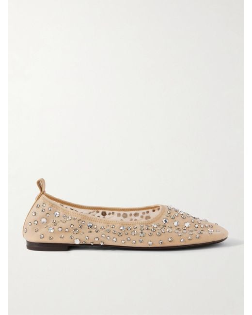 Tory Burch Natural Ballerinas Aus Mesh Mit Lederbesätzen Und Kristallen
