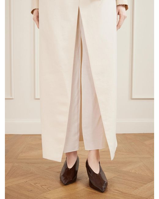 Khaite Natural Tal Woven Midi Skirt