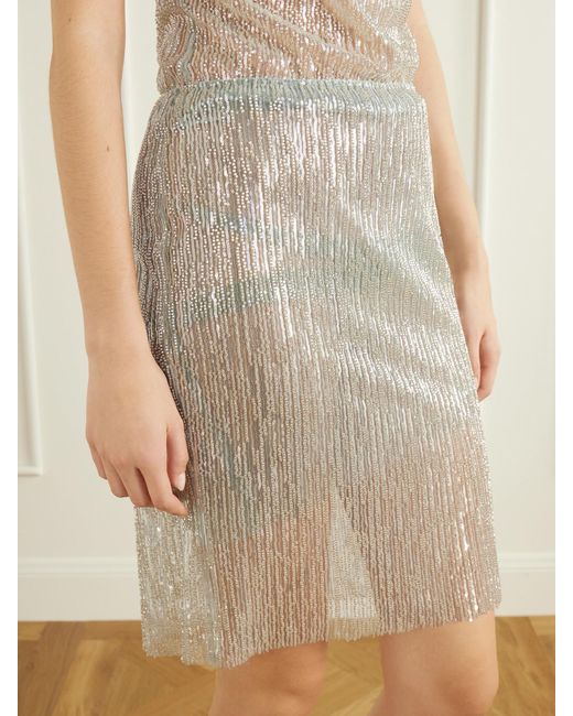 Ilkyaz Ozel Gray Ani Crystals Embellished Mini Skirt