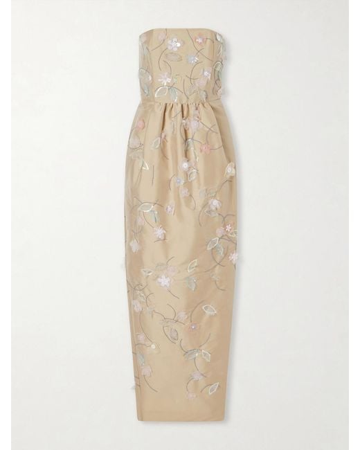 BERNADETTE Natural Lena Embellished Taffeta Gown