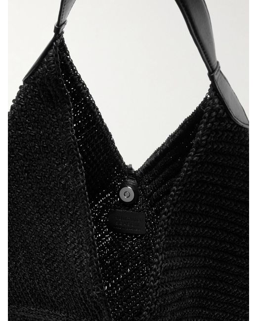 Hunting Season Black Origami Medium Leather-Trimmed Fique Shoulder Bag