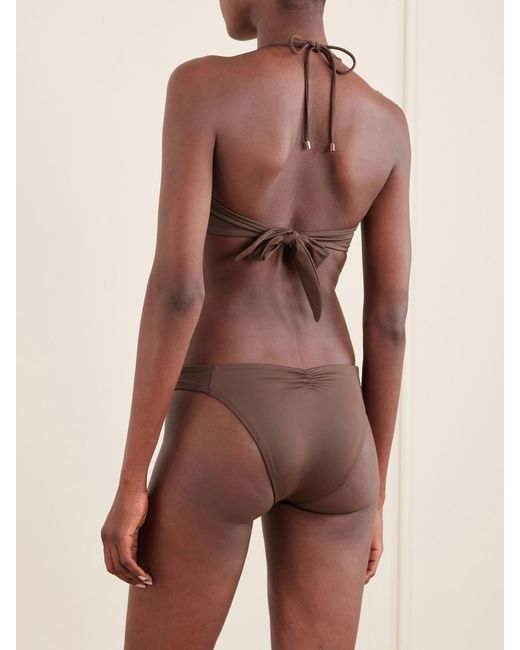 Away That Day Brown Sorrento Embellished Bikini Top