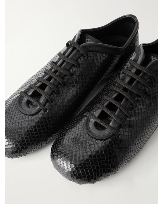 Dries Van Noten Black Snake-Effect Leather Sneakers