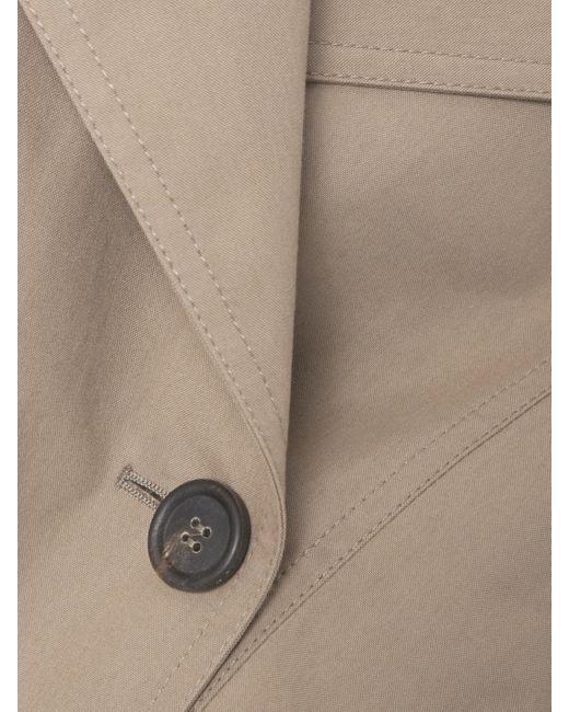 Brunello Cucinelli Natural Doppelreihiger, Verkürzter Trenchcoat Aus Gabardine Aus Einer Baumwollmischung